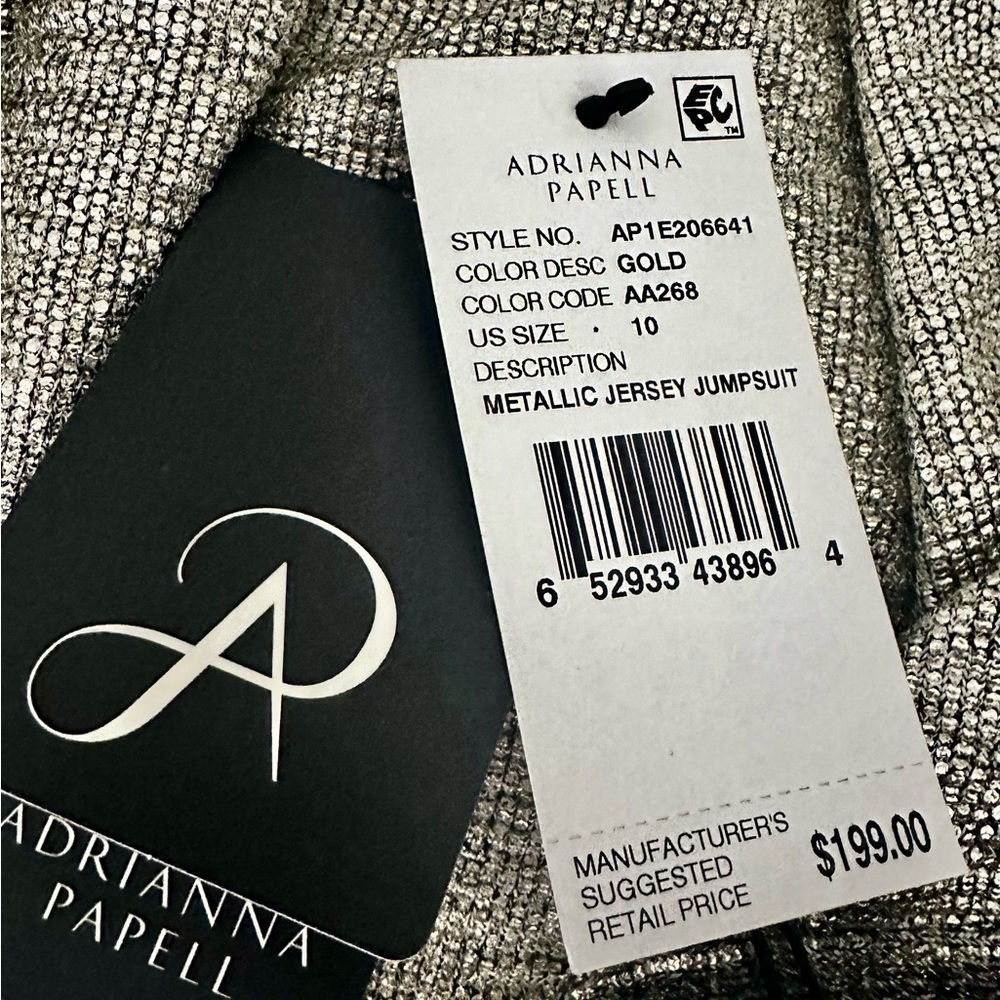 NWT Adrianna Papell Metallic Gold Jumpsuit - Picture 2 of 3